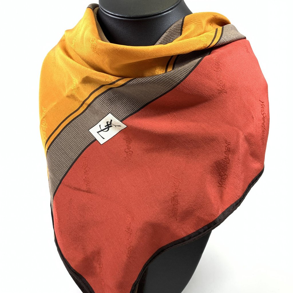 Ysl 100% Silk Colorblock Scarf